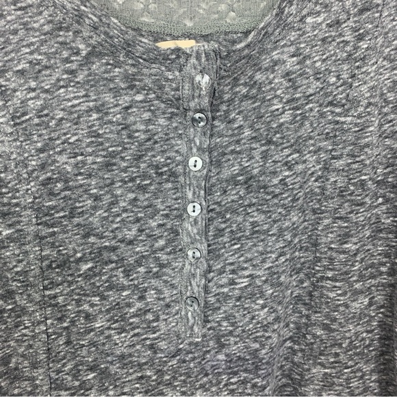 Hollister 90s Y2K Henley Top Lace Long Sleeve Gray - Picture 3 of 10